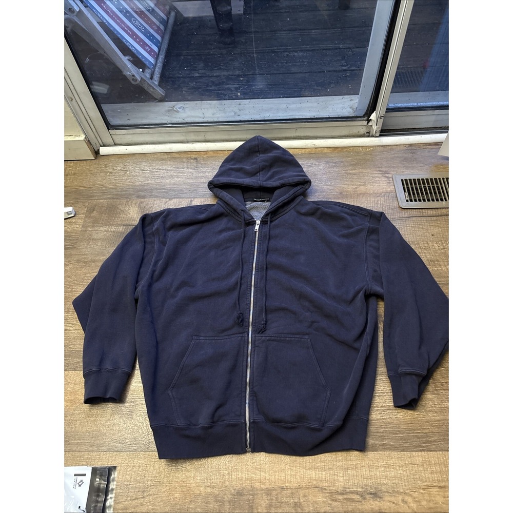 Brandy Melville Full Zip Hoodie Blue Oversized Pockets ONZ MDA110Z-Z194
